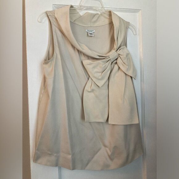 Kate Spade Sleeveless Top 100% Silk Cream with Bow Women's Medium - Picture 1 of 5